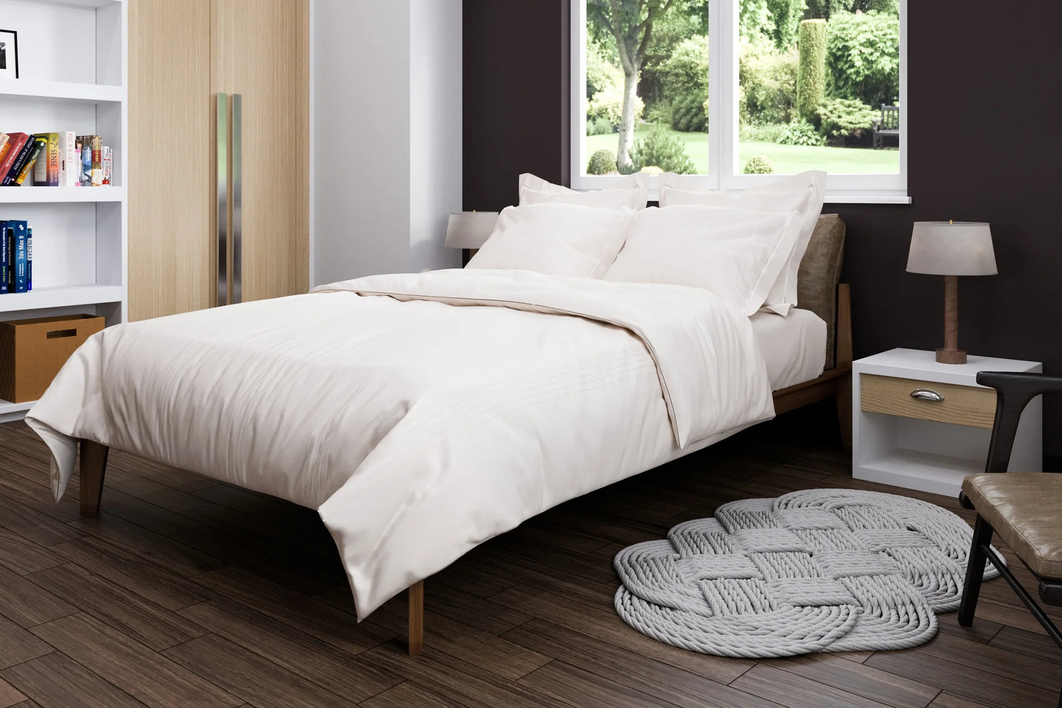 Certified organic cotton sateen duvet, shams and sheet set