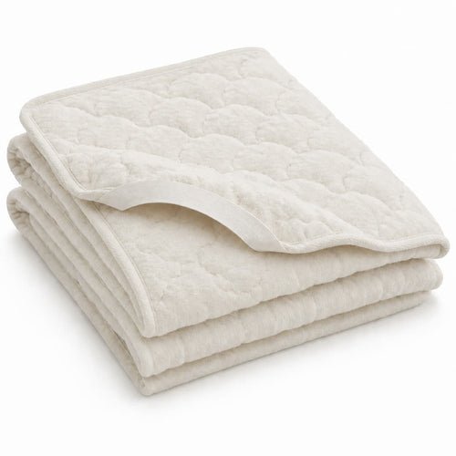 Lifekind organic cotton flannel quilted mattress pad folded on white background