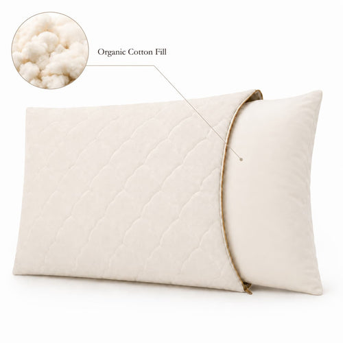 Certified organic Spiraled-Cotton pillow by Lifekind — quilted organic cotton cover